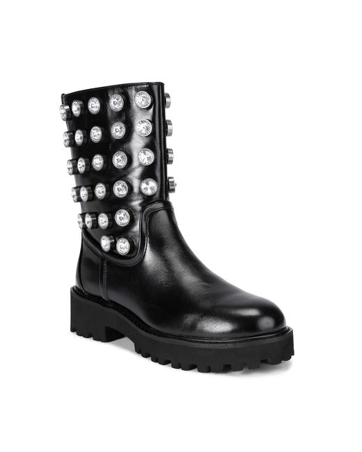 Kurt Geiger Black Patent Leather Embellished Octavia Ankle Boots