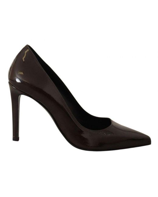 Sofia Black Brown Patent Leather Stiletto Heels Pumps Shoes