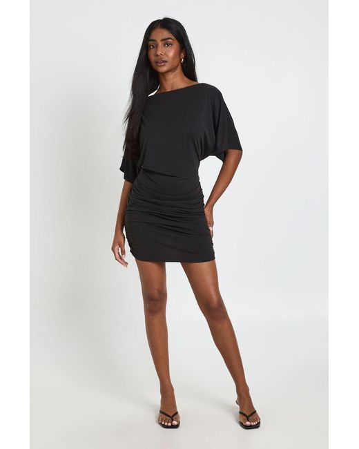 Boohoo Black Modal Super Soft Ruched Side Relaxed Fit Mini Dress