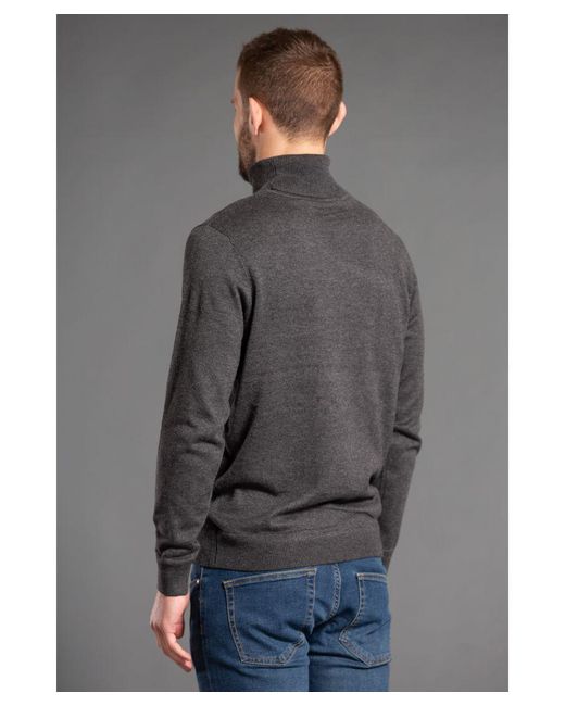Kensington Eastside Gray Cotton Roll-Neck Jumper for men