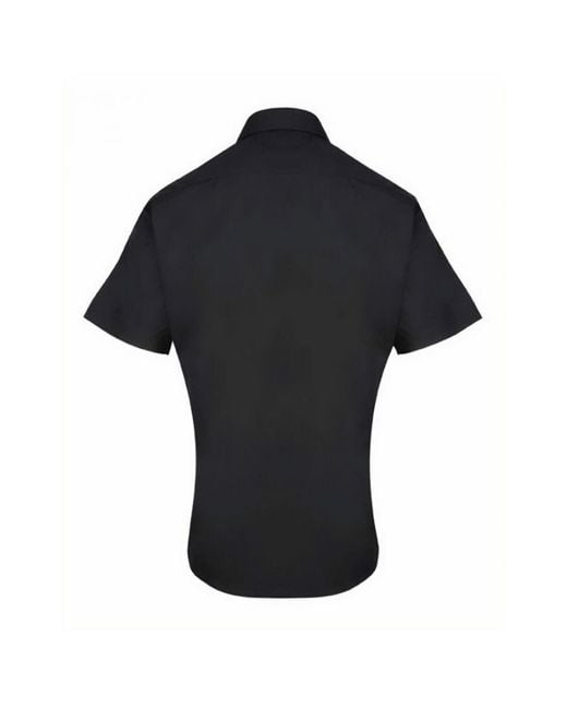 PREMIER Black Supreme Poplin Short-Sleeved Shirt for men