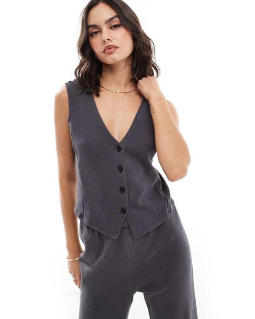 Pieces Blue Structured Jersey Waistcoat Co-Ord
