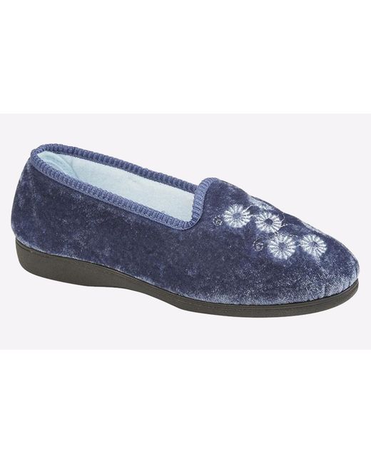 Sleeper Blue Cathy Embroidered Slipper