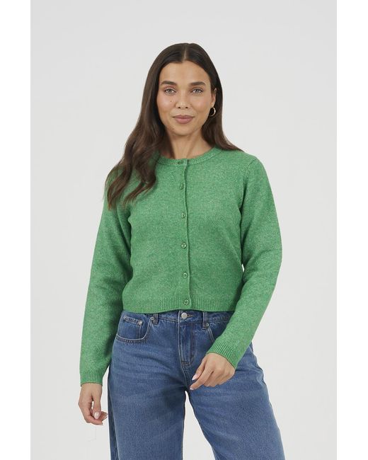 Brave Soul Green Soft Touch Crew Neck Cardigan