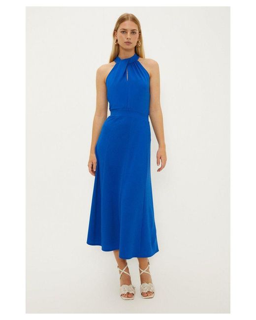 Oasis Blue Stretch Crepe Midaxi Skirt