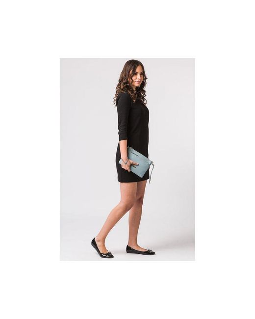 Pure Luxuries Gray 'Lytham' Cashmere Leather Cross Body Clutch Bag