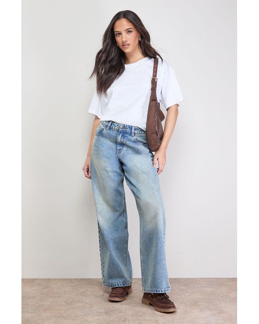 Oasis Blue Straight Leg Western Look Jean