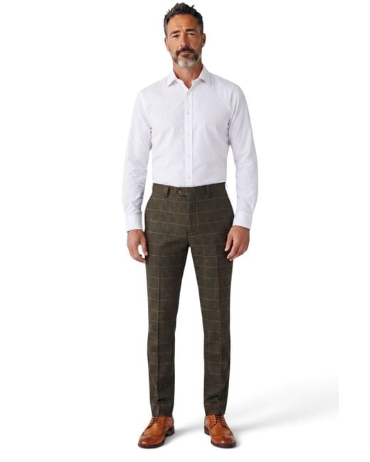 Paul Andrew Black Tweed Herringbone Check Trousers for men
