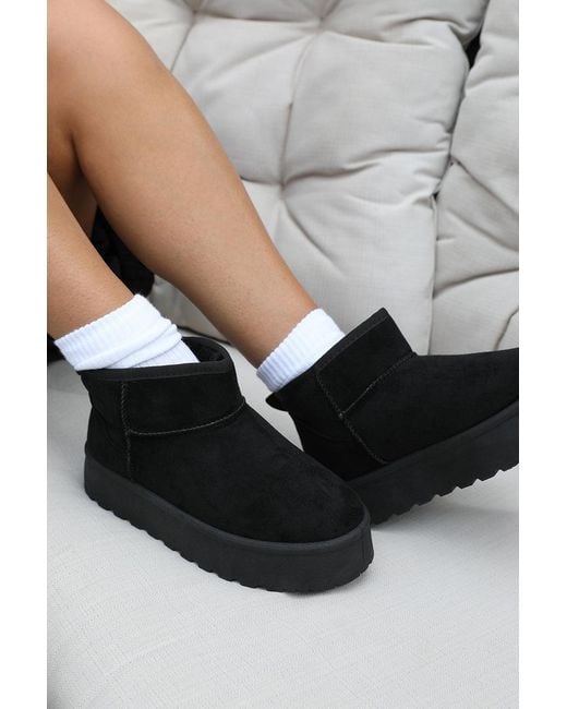 Where's That From Gray Wheres 'Calla' Flatform Fur Lining Ankle Boot