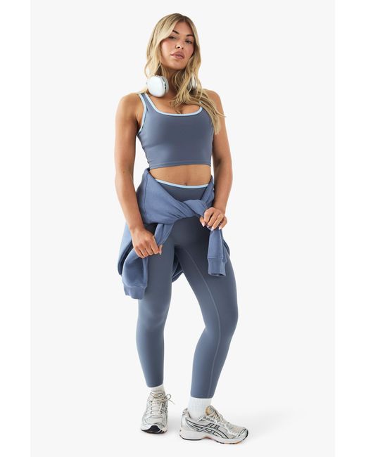 Boohoo Blue Sports Ultra Sculpt Contrast Piping High Waist Legging