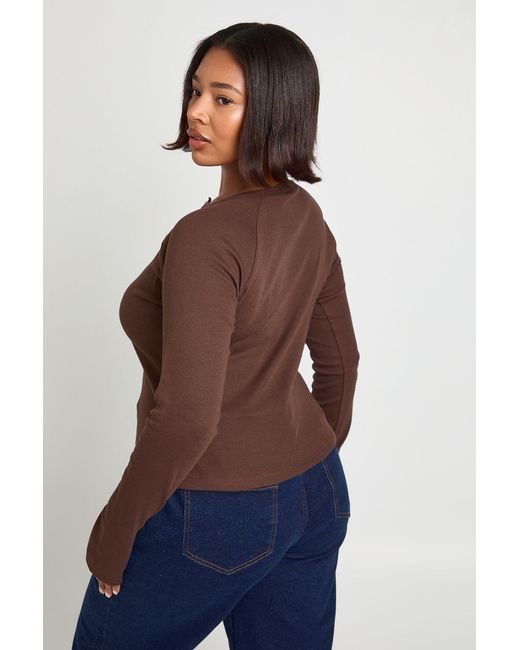 Boohoo Blue Plus Button Down Popper Long Sleeve Top