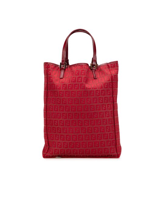 Fendi Red Zucca Tote Bag Iconic Pattern