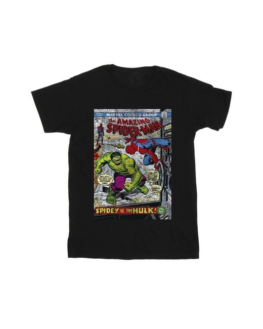 Marvel Black Spider- Vs Hulk Cover T-Shirt Cotton for men
