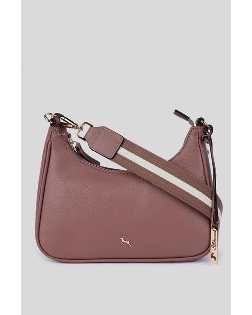 Ashwood Leather Purple 'Bella Toscana' Real Crossbody Bag With Webbing Strap