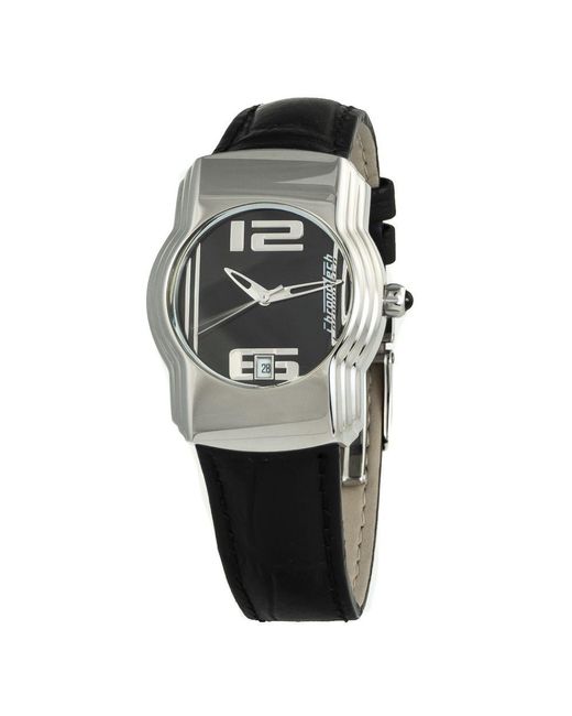 Chronotech Gray Black Leather Watch