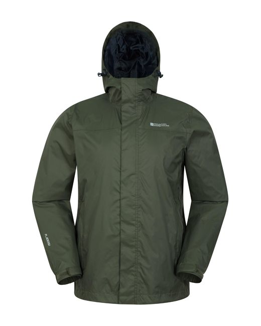Mountain Warehouse Green 'Torrent' Rain Jacket With Zipped Pockets Waterproof Adjustable Hem for men
