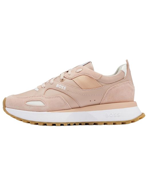 Boss Pink Ladies Leather Trainers (Light)