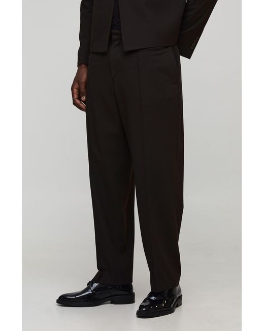 BoohooMAN Black Relaxed Fit Seam Detailed Suit Trousers for men