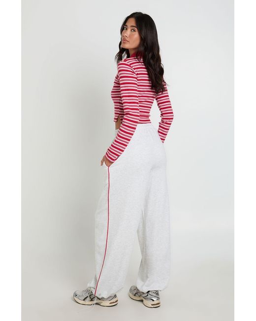 Boohoo Gray Piping Detail Toggle Cuff Loopback Oversized Jogger