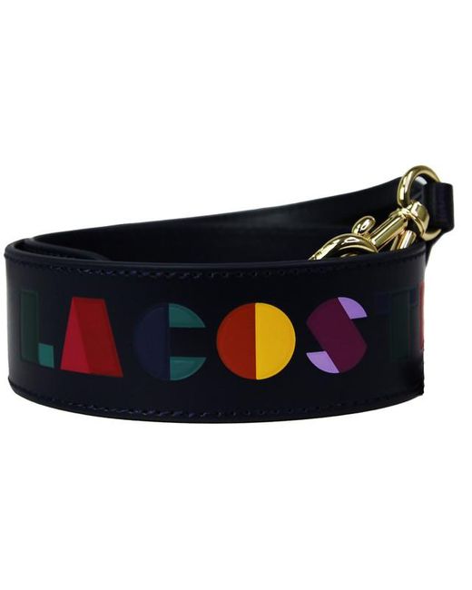 Lacoste Blue Premium Block Leather Shoulder Strap