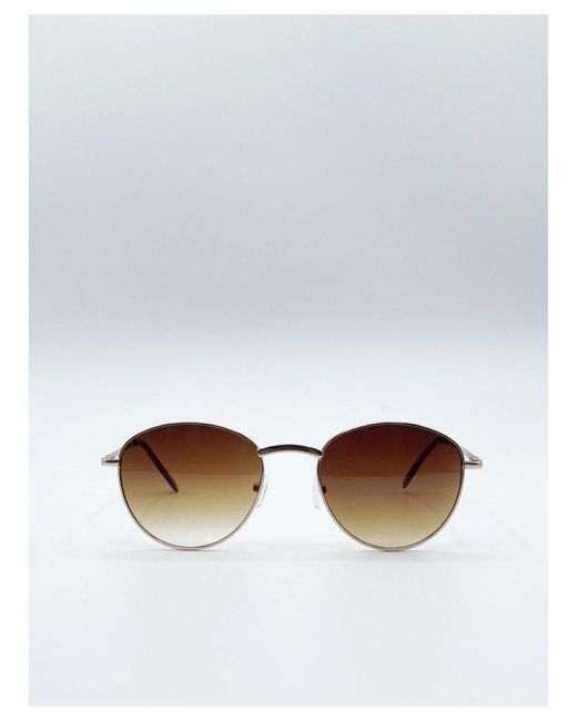 SVNX White Classic Round Metal Frame Sunglasses for men