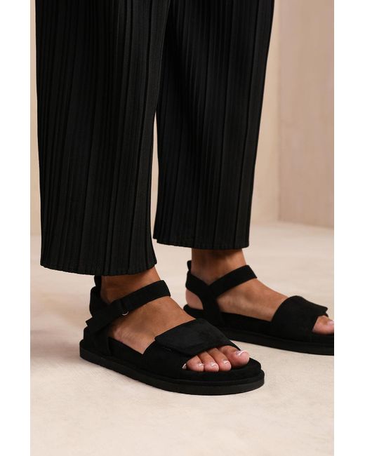 Where's That From Black Wheres 'Corfu' Velcro Mutli Strap Sandals