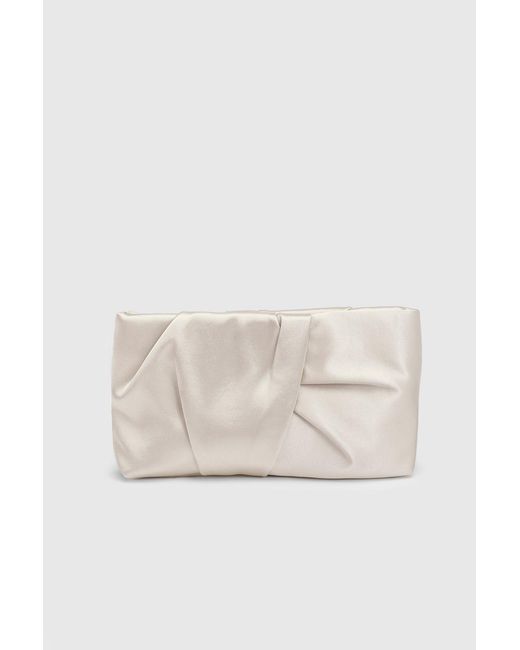 Oasis Natural Ruched Satin Clutch Bag With Removable Shoulder Strap