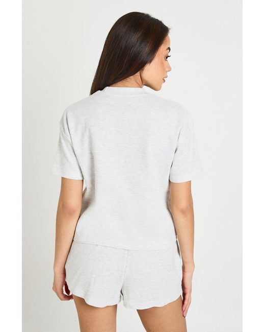 Boohoo White Waffle T-Shirt And Shorts Co-Ord