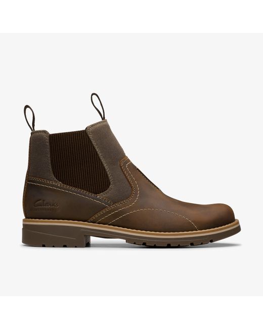 Clarks Brown Morris Easy Beeswax Leather Boots for men