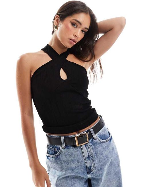Vero Moda Black Jersey Twist Halter Top