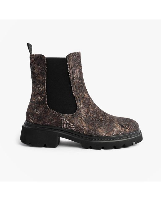 Heavenly Feet Black Brkvlr Zeta Meadow Velour Chelsea Boots Bark