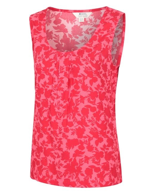 Mountain Warehouse Pink 'Orchid' Printed Vest Lightweight Breathable 100% Cotton Ladies Tank Top Viscose