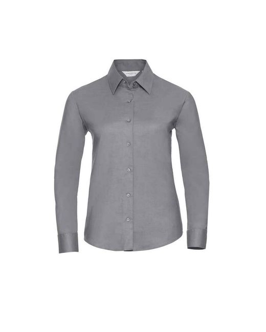 Russell Gray Ladies Oxford Easy-Care Long-Sleeved Shirt