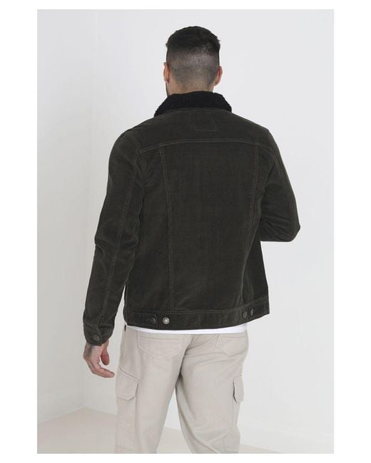 Brave Soul Gray 'Prestwich' Borg Collar Cord Jacket for men