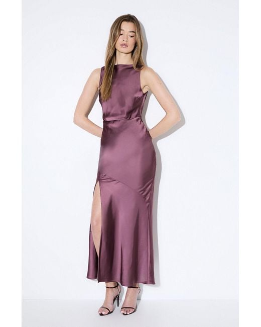 MissPap Purple High Neck Cowl Back Bridesmaid Dress