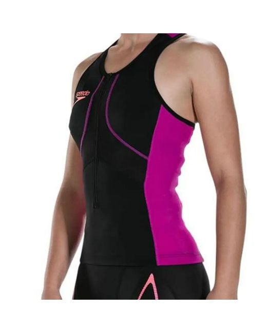 Speedo Purple Fastskin Xenon Tri Singlet Swimming Top 8 11424C148 Spandex