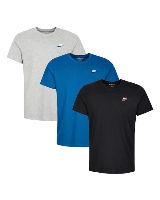 Nike Blue 3 Pack Sportswear Club T Shirt for men