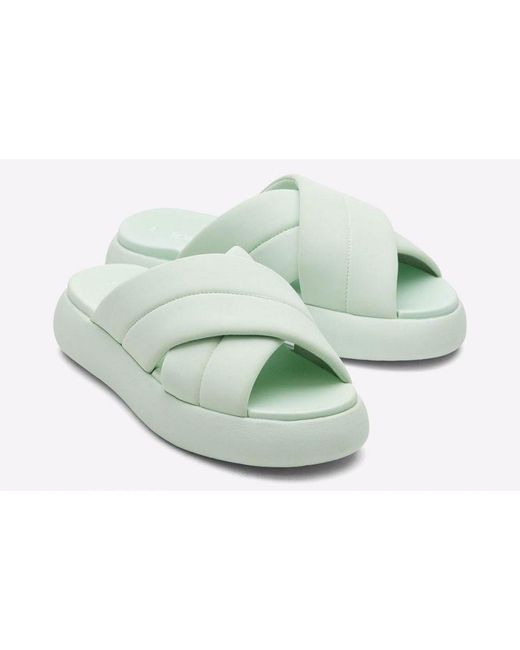 TOMS Green Mallow Crossover Slides Mixed Material