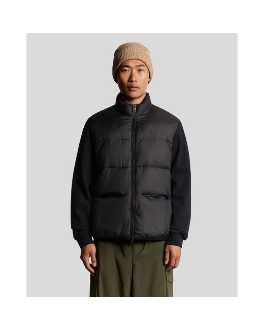 Lyle & Scott Black And Neck Hybrid Zip Through Jumper for men