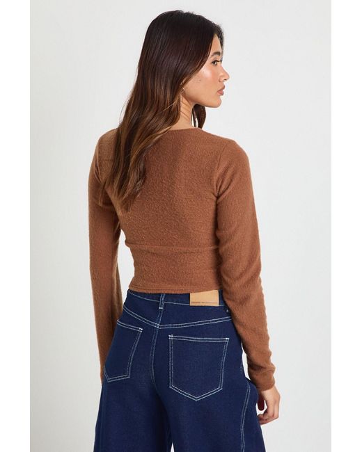 Boohoo Blue Wool Rib Button Through Cardigan