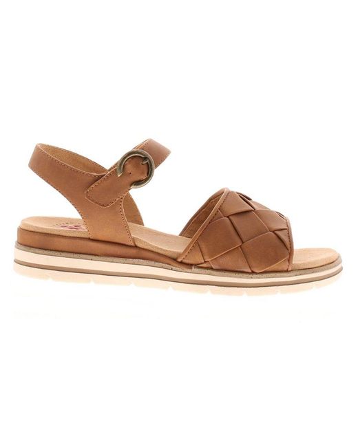 Relife Brown Wedge Sandals Retain Buckle