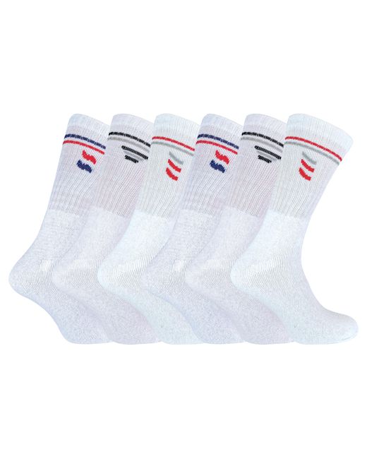 Sock Snob White 6 Pack Cotton Striped Pattern Trainer Sports Socks for men