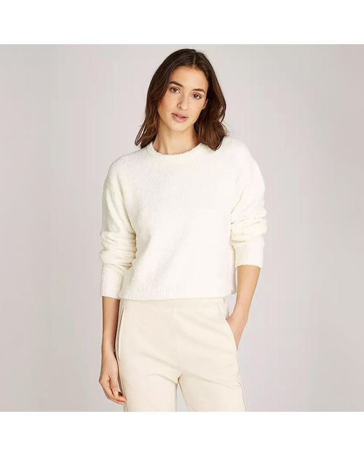 Calvin Klein White Plush Sweater Crew Pullover Ivory