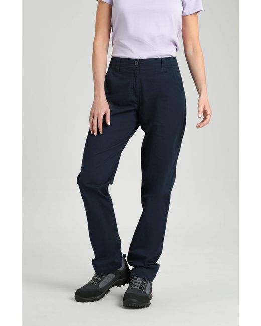 Mountain Warehouse Blue 'Coastal' Stretch Trousers Long Length Lightweight Soft Cotton Pants