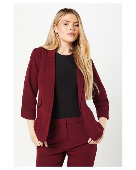 Dorothy Perkins Red Ruched Sleeve Blazer