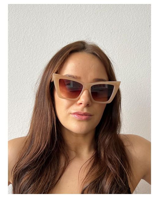 SVNX White Oversized Angular Cateye Sunglasses