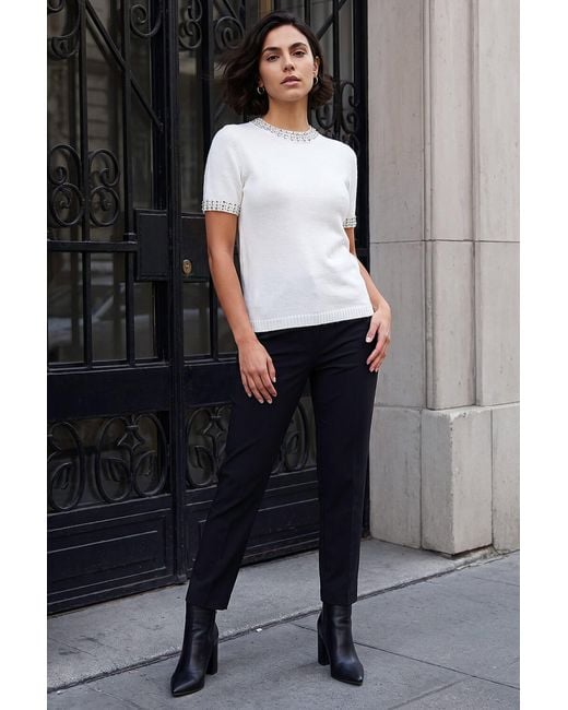 Roman Black Embellish Trim Knit Jumper