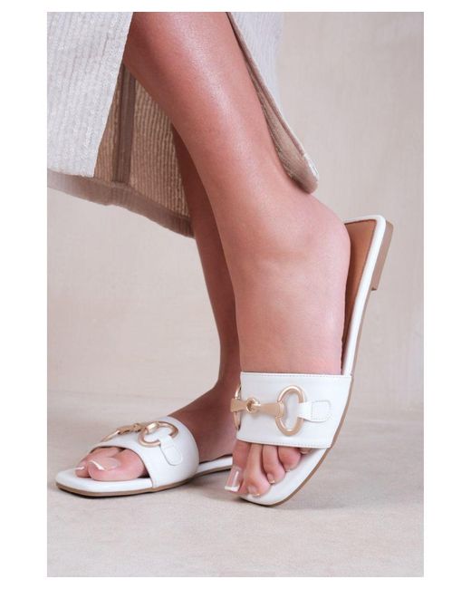 Where's That From White 'Orca' Flat Sandals With Buckle Detail