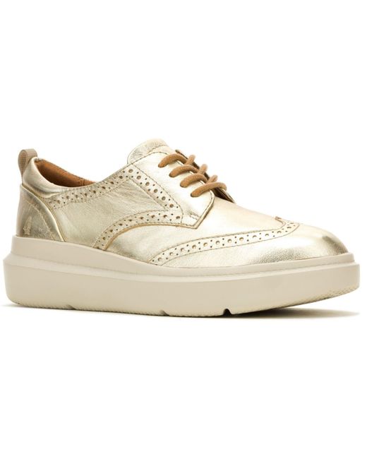 Hush Puppies White Joy Leather Champagne Brogues Shoes