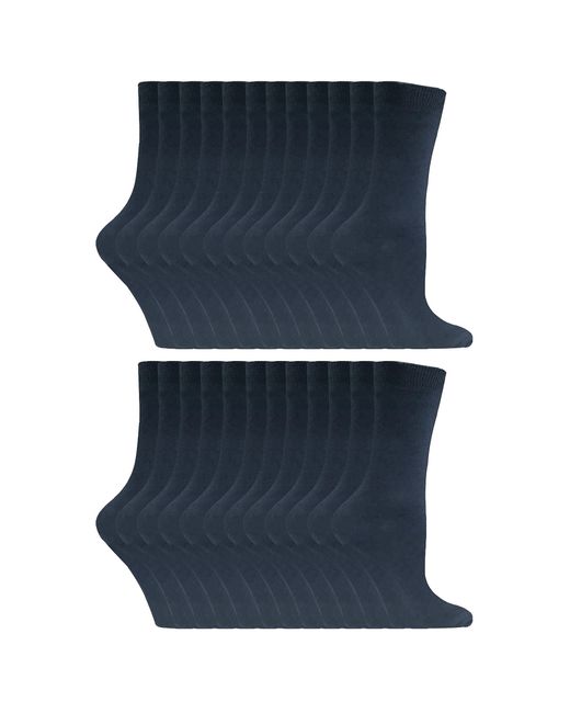 Sock Snob Blue 24 Pairs Ladies Plain Cotton Rich Dress Socks